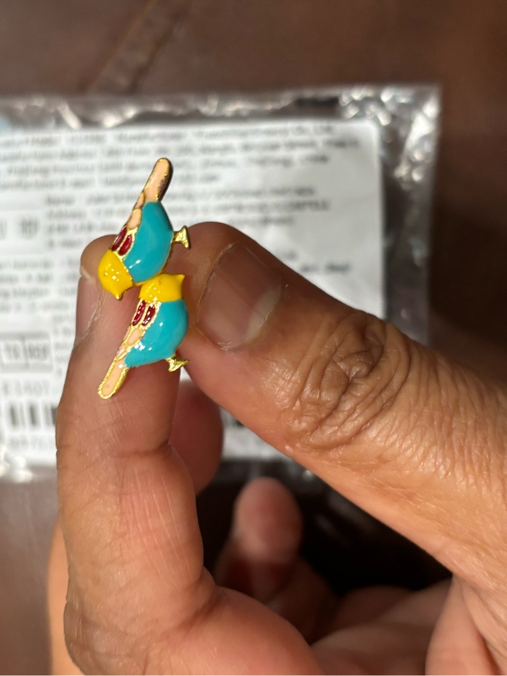 Brand new Pair of colorful bird studs